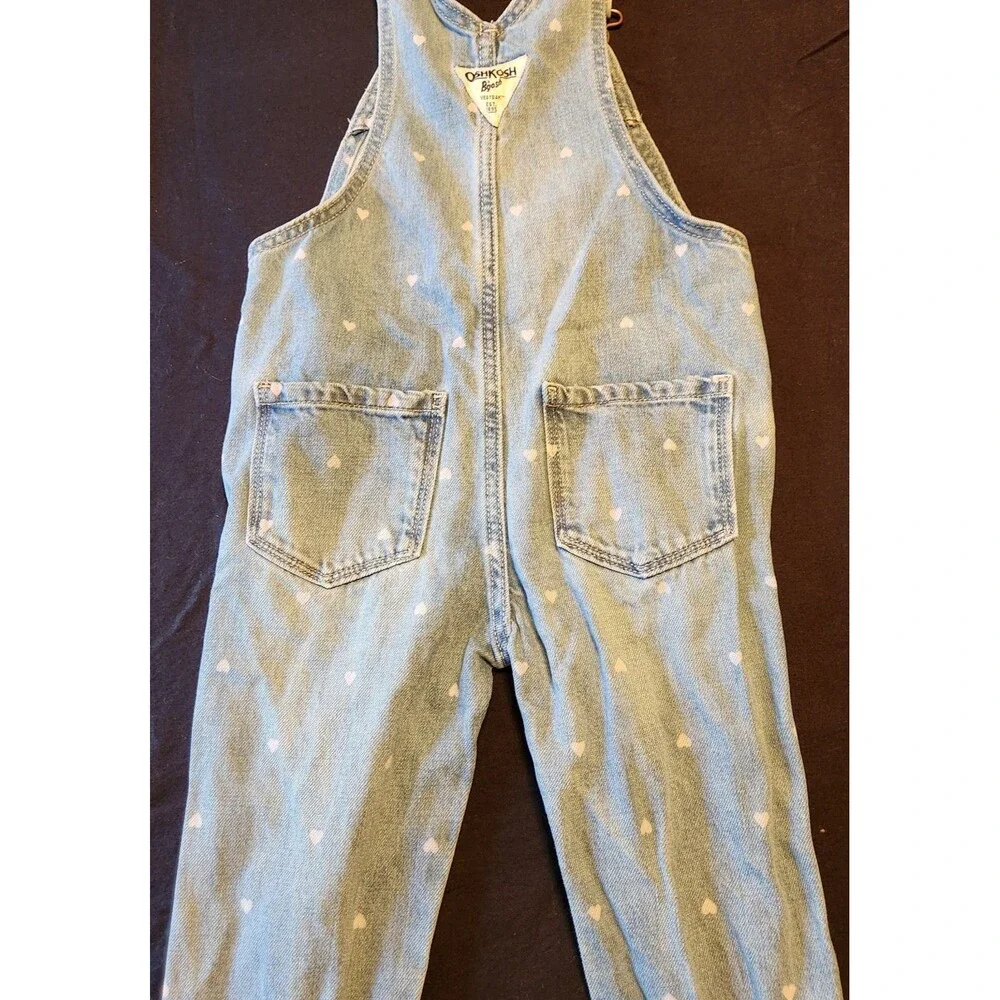 Oshkosh Overalls Girls Youth 2T Denim Bib Hearts Country Girl Rockabilly